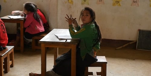 Asian Children In Classroom