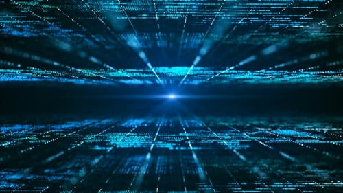 Futuristic Digital Data Grid Tunnel Loop Background