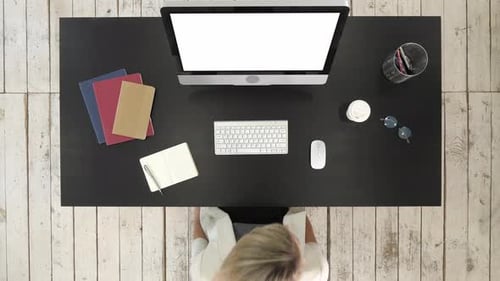 Businesswoman Working At Computer In Office
