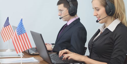 American Call Center Operators Working in Office
