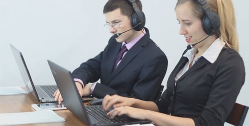 Call Center Operator Using Tablet