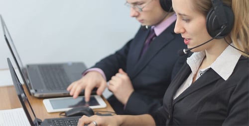Call Center Operators Working Hard