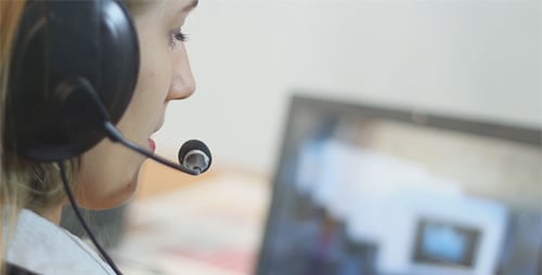 Lovely Call Center Operator Answers a Call