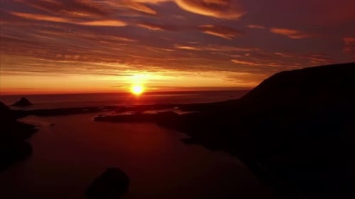 Amazing aerial footage of midnight sun in Norway