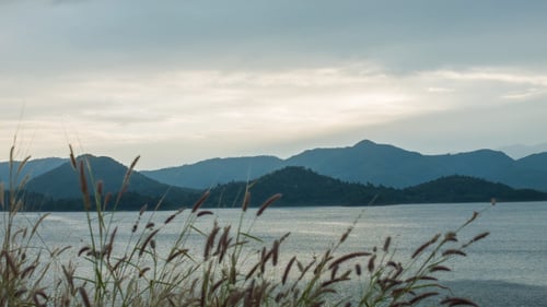 Evening At Lake And Mountain