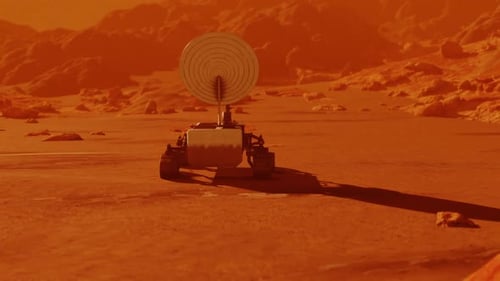 Animated Mars Rover Exploring Red Planet Terrain