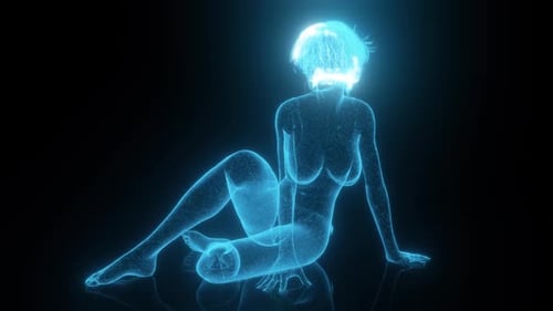 Futuristic Holographic Female Figure Animation