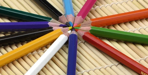 Vibrant Colored Pencils in Circular Pattern