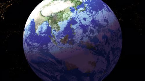 Realistic Rotating Earth Global Animation with Night Lights