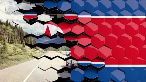Geometric Hexagon Flag Reveal Transition