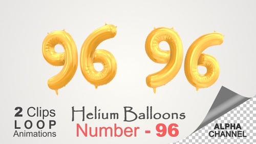 Animated Golden Balloon Number 96 Loop for Celebrations