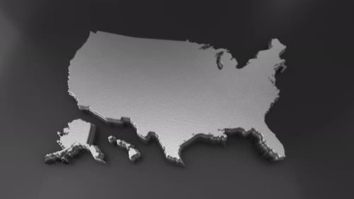 Animated 3D Metallic United States Map Rotation