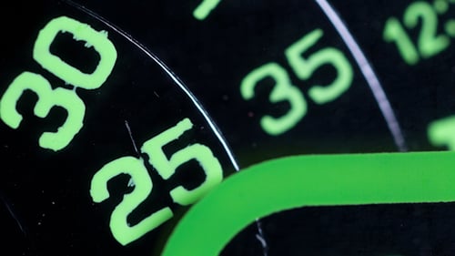 Speedometer Increasing Speed in Close Up View