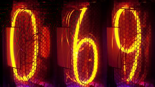 Glowing Nixie Tubes Displaying Numbers