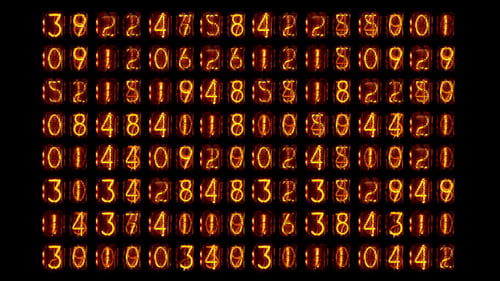 Nixie Tubes Displaying Rapidly Changing Numbers