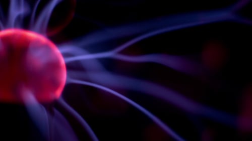 Abstract Plasma Ball with Flowing Blue Tendrils