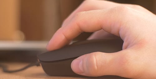 Hand Clicking Computer Mouse, Office Workplace, Technology