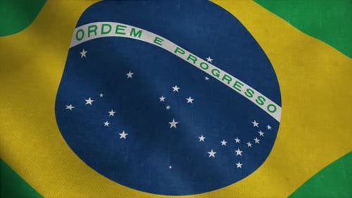 Brazilian Flag Waving Seamless Loop