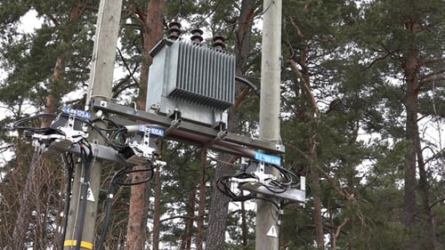 Power Transformer on Pole in Rural Setting