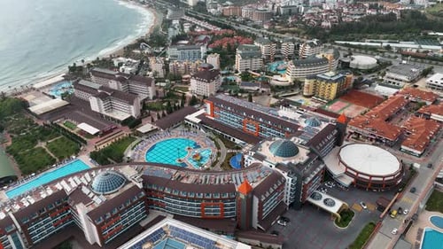 Infrastructure of hotels aerıal vıew Turkey Alanya 4K