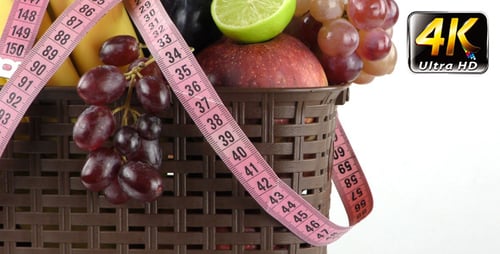 Fresh Fruit Basket with Measuring Tape Close Up