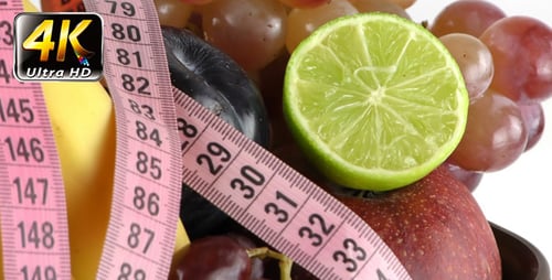Fresh Fruit and Measuring Tape for Diet Concepts