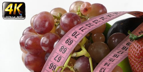 Fresh Fruits with Measuring Tape Close Up