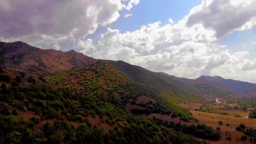 Mountains Forest and Houses
