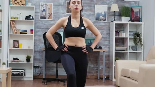 Woman Using Bodyweight to Do Lunge Workout