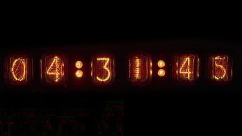 Vintage Nixie Clock Counting Time in the Dark