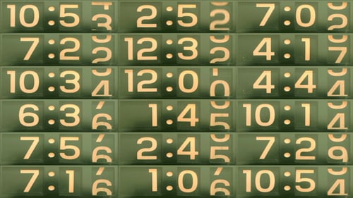 Split-Flap Display Showing Changing Numbers for Time