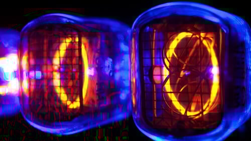 Glowing Nixie Tubes Displaying Changing Numbers