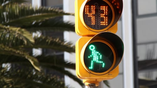 Crosswalk Signal Counting Down Time to Cross