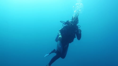 Underwater Girl Diver Ok Sign