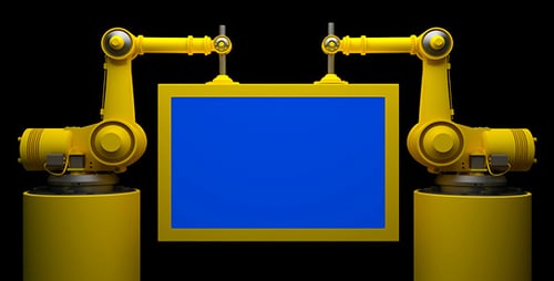 Roboter und Monitor mit Bluescreen 3
