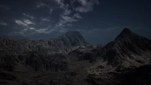 Storm Dark Clouds Over Volcanic Valley