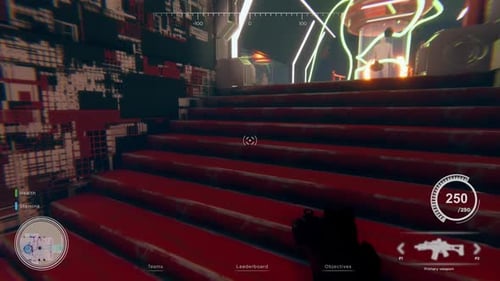 Futuristic Sci-Fi Game Level Environment with Interactive HUD
