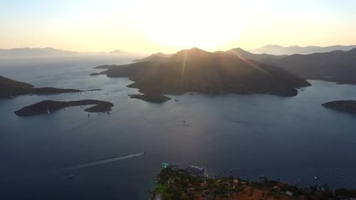 Archipelago at Sea Bay and Islands Covered With Scrub Bushes
