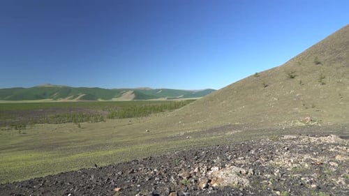 Volcanic Lava Dome Hill Formed by Solidifying Lava Rocks