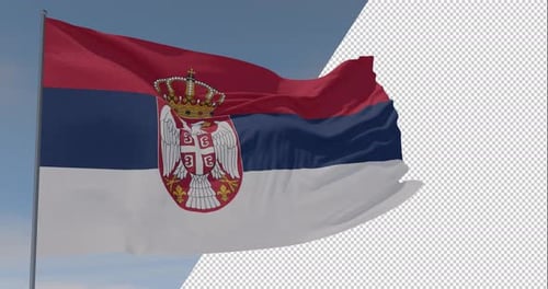 Waving Flag of Serbia with Alpha Channel