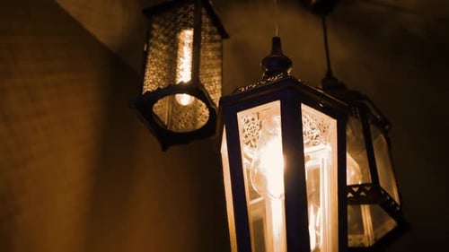 Decorative Lanterns Glow with Warm Light