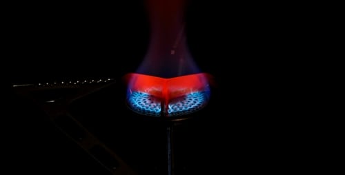 Camping Stove Burning Blue Flame Close Up