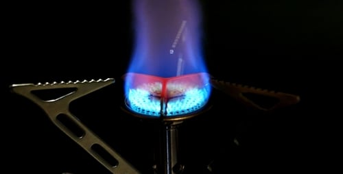 Camping Stove Burner Ignited with Blue Flame
