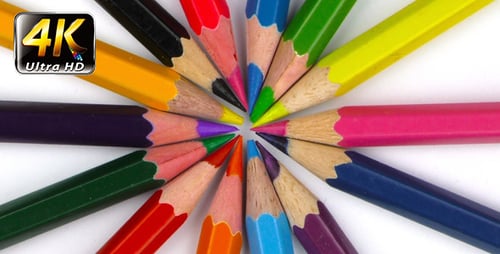 Brightly Colored Pencils Arranged in Starburst Pattern
