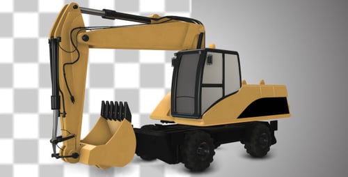3D Animated Excavator Rotating for Construction Projects