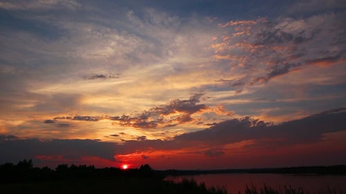 Sunset On River