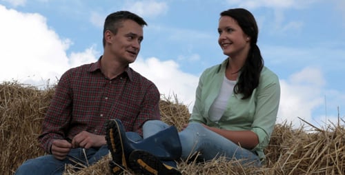 Couple on haystack