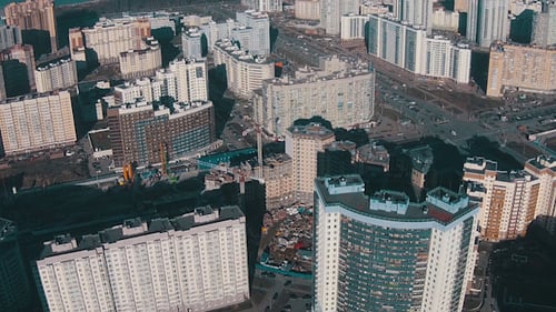 Aerial View of a Modern Cityscape and Buildings