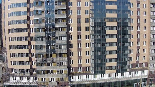 Aerial View of City Apartment Buildings on Sunny Day