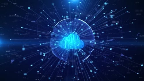 Futuristic Global Cloud Computing Data Network Connection